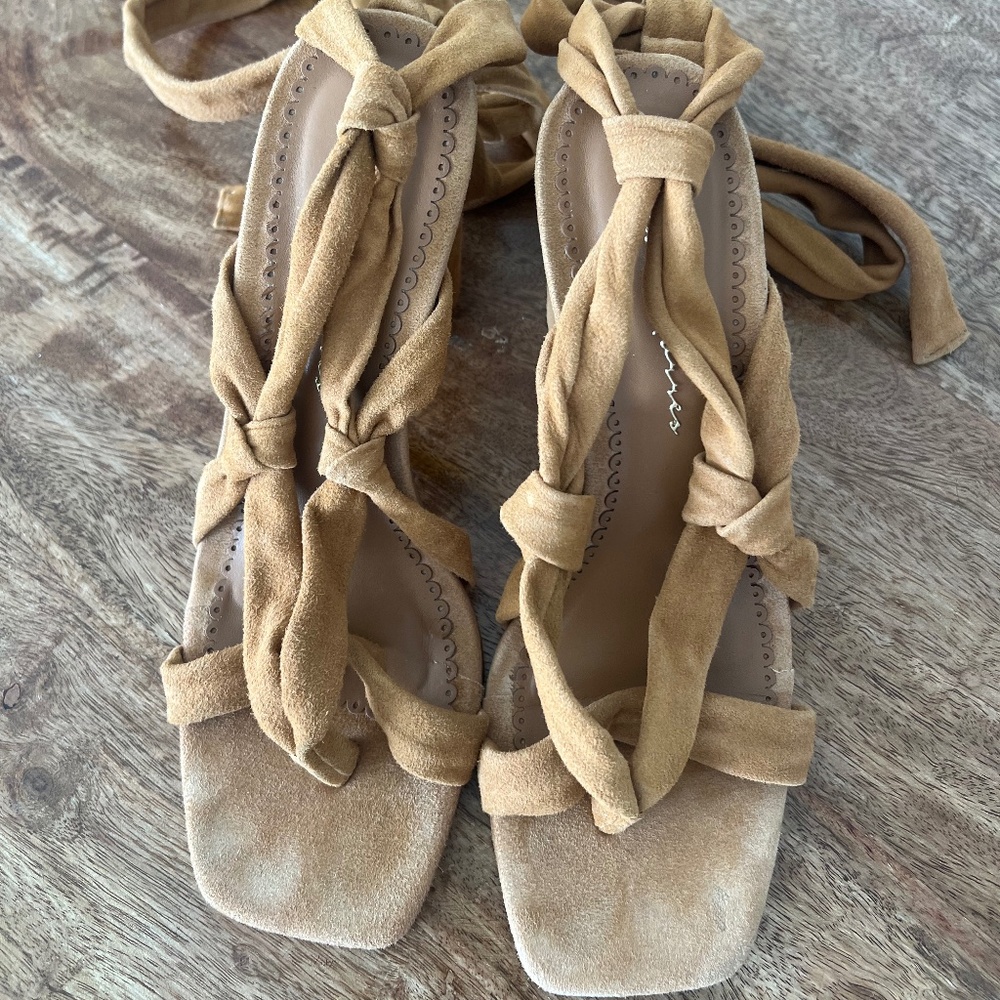 Paula Torres Suede Sandals – Size 37 BR / 7 US – Like New